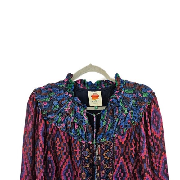 Farm Rio Mixed Tapestry Scarf Maxi Dress Bohemian Eclectic Maximalist S - Picture 4 of 14